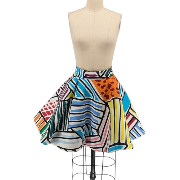 Vintage Dresses & Skirts - Vintage Pink Lucy Graphic Circle Skirt Colorful S retro 60s 80s pop art party